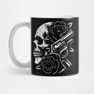 skull, roses and gun Mug